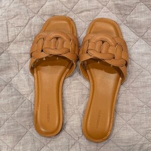 Nordstrom Brown Braided Slide Sandals